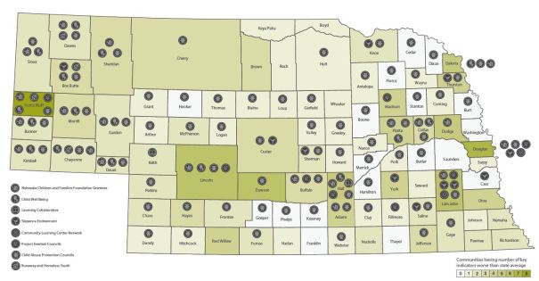 Color-coded risk map of Nebraska
